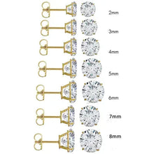 Load image into Gallery viewer, 14k Yellow Gold Round Moissanite Push Back Stud Earring