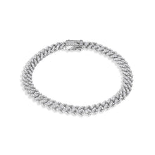 Load image into Gallery viewer, sterling-silver-rhodium-plated-6.6mm-CZ-encrusted-monaco-bracelet, Approximately 13.6 grams