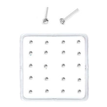 Load image into Gallery viewer, Sterling Silver Set of 20 Clear Nose Stud Box 1.8 mm Straight