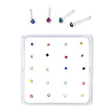 Load image into Gallery viewer, Sterling Silver Set of 20 Multi-Color Nose Stud Box 1.5 mm With End Ball (Colors May Vary)