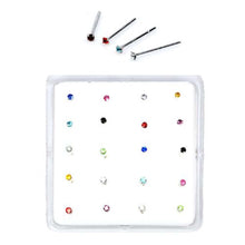 Load image into Gallery viewer, Sterling Silver Set of 20 Multi-Color Nose Stud Box 1.5 mm Straight