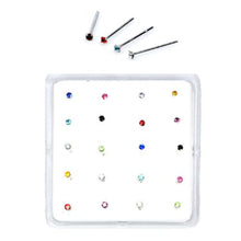 Load image into Gallery viewer, Sterling Silver Set of 20 Multi-Color Nose Stud Box 1.8 mm Straight (Colors May Vary)