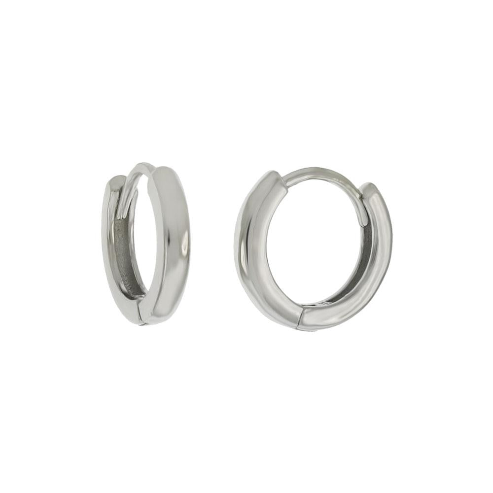 Sterling Silver .925 Rhodium Small Huggie Hoop Earrings