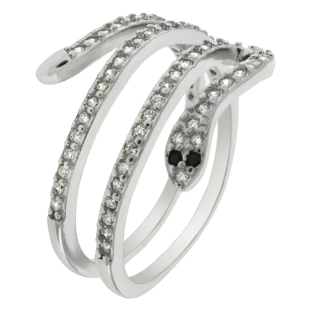 Sterling Silver Micro Pave Setting Snake Ring