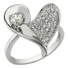 Load image into Gallery viewer, Sterling Silver Micro Pave-Set Heart Shape Grade AAA Round CZ Ring
