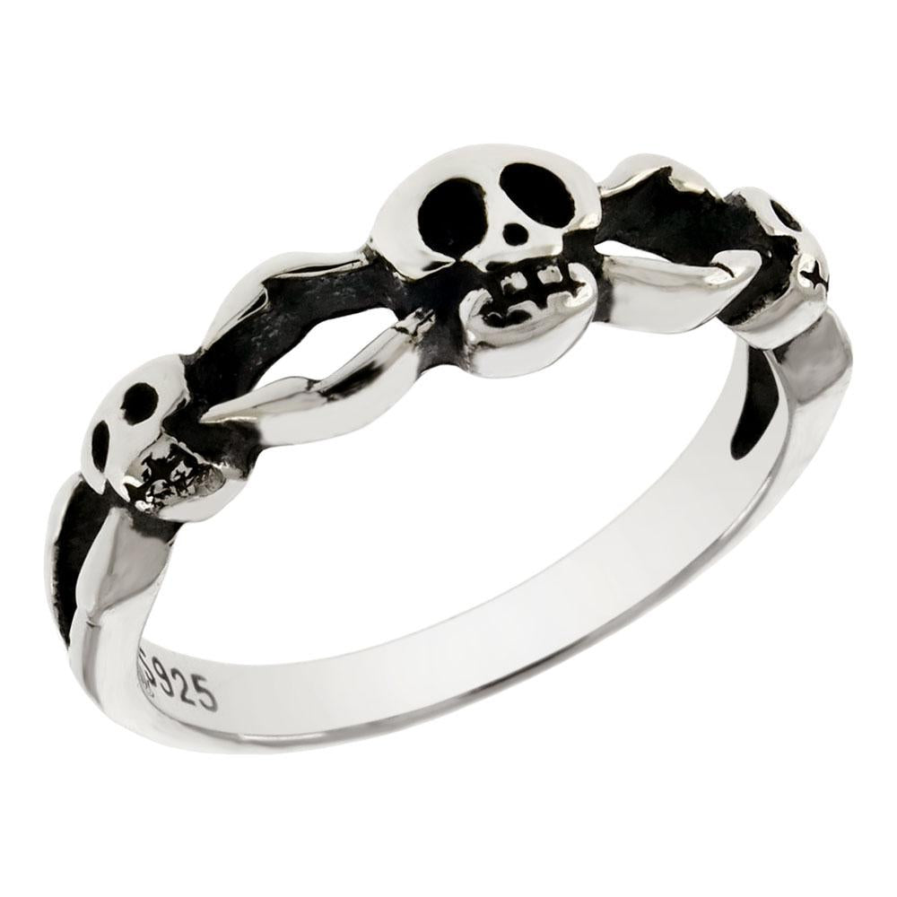 Sterling Silver Oxidized Small Skull Ring