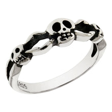 Load image into Gallery viewer, Sterling Silver Oxidized Small Skull Ring