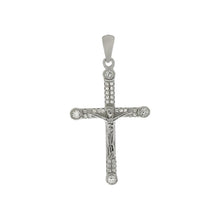 Load image into Gallery viewer, Sterling Silver Crucifix Cross CZ Rhodium Pendant