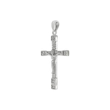 Load image into Gallery viewer, Sterling Silver Crucifix CZ Cross Rhodium Pendant