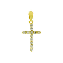 Load image into Gallery viewer, Sterling Silver Cubic Zirconia Small Cross Gold Plated Pendant