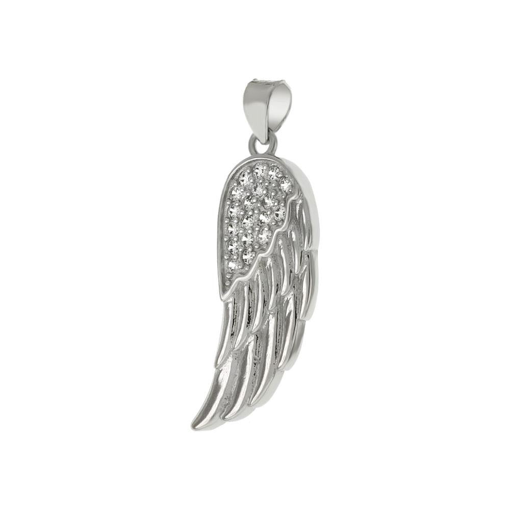 Sterling Silver Angel Wing Cubic Zirconia Pendant