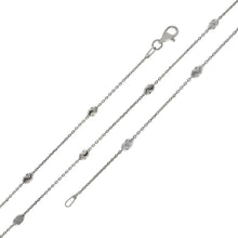 Load image into Gallery viewer, Sterling Silver Italian 3mm Oval Diamond Cut Bead Station Chain Necklace