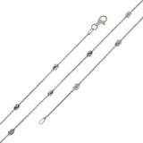 Sterling Silver Italian 3mm Oval Diamond Cut Bead Station Chain Necklace