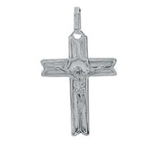 Load image into Gallery viewer, Sterling Silver Modern Crucifix Pendant wth Pendant Dimensions of 25MMx44.45MM