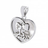 Sterling Silver Fancy 15 Anos Heart Pendant with Clear Cz Stone InlaidAnd Pendant Dimensions of 19MMx25.4MM