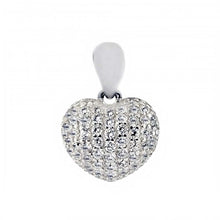 Load image into Gallery viewer, Sterling Silver Micro Pave Clear Cz Heart Pendant with Pendant Dimensions of 13MMx19.05MM