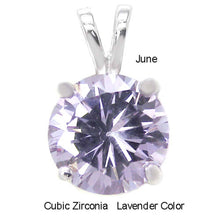 Load image into Gallery viewer, Sterling Silver Round Cut Lavender Cz Solitaire Pendant with Pendant Diameter of 7MM