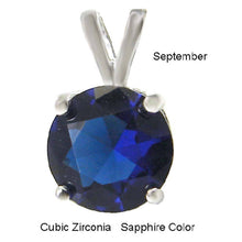 Load image into Gallery viewer, Sterling Silver Round Cut Sapphire Cz Solitaire Pendant with Pendant Diameter of 7MM