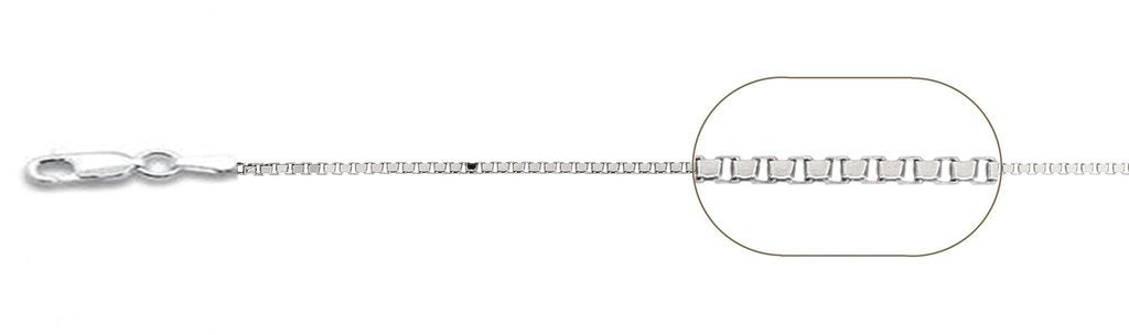Italian Sterling Silver Rhodium Plated Round Box Chain 050- 2.6 mm with Lobster Clasp Closure