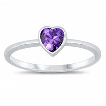 Load image into Gallery viewer, Sterling Silver Amethyst CZ Heart Baby RingAnd Face Height of 6 mm