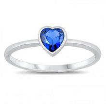 Load image into Gallery viewer, Sterling Silver Blue Sapphire CZ Heart Baby RingAnd Face Height of 6 mm