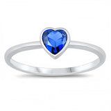 Sterling Silver Blue Sapphire CZ Heart Baby RingAnd Face Height of 6 mm