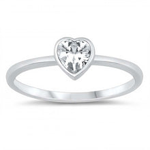 Load image into Gallery viewer, Sterling Silver Clear CZ Heart Baby RingAnd Face Height of 6 mm