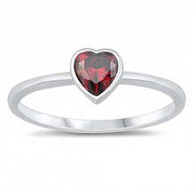 Load image into Gallery viewer, Sterling Silver Garnet CZ Heart Baby RingAnd Face Height of 6 mm