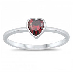 Sterling Silver Garnet CZ Heart Baby RingAnd Face Height of 6 mm