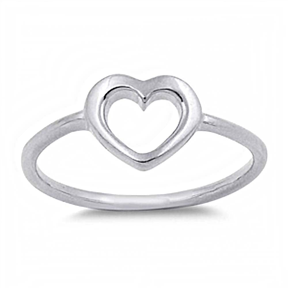 Sterling Silver Open Heart Baby Ring with Ring Face Height of 6MM