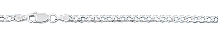 Sterling Silver Italian Solid Curb Link Chain 080 - 3mm Luxurious Nickel Free Necklace with Lobster Claw Clasp Closure