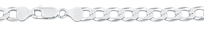 Sterling Silver Italian Solid Curb Link Chain 180 - 7mm Luxurious Nickel Free Necklace with Lobster Claw Clasp Closure