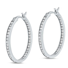 Load image into Gallery viewer, Sterling Silver Round 3mm CZ Inside and Out Hoop