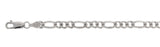 Italian Solid Sterling Silver Figaro Link Chain 120 - 5mm Nickel Free Necklace with Lobster Claw Clasp Closure