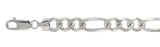 Italian Sterling Silver Flat Figaro Chain 220- 10 mm with Lobster Claw Clasp Closure
