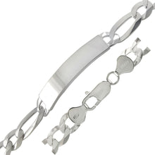 Load image into Gallery viewer, Sterling Silver 9mm Flat Figaro Sterling Silver ID Bracelet