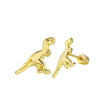 14K Yellow Gold Dinosaur Stud Screw Back Earrings