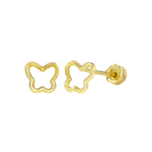 Load image into Gallery viewer, 14K Yellow Gold Open Butterfly Stud Screw Back Earrings