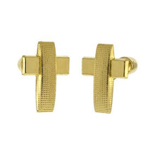 Load image into Gallery viewer, 14K Yellow Gold Cross Earrings