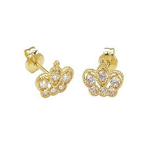 Load image into Gallery viewer, 14K Yellow Gold Butterfly Cubic Zirconia Earrings