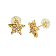 Load image into Gallery viewer, 14K Yellow Gold Star Cubic Zirconia Earrings