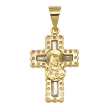 Load image into Gallery viewer, 14K Two Tone Gold Jesus Christ Cross Pendant