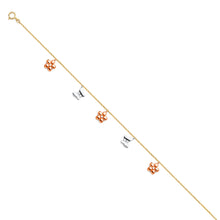 Load image into Gallery viewer, 14K Tricolor Hanging Charm Bracelet