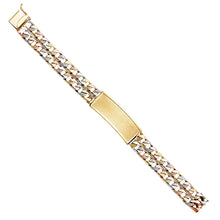 Load image into Gallery viewer, 14K Tricolor Two Line Nugget Cuban LINK Figaro ID Bracelet