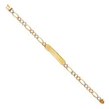 Load image into Gallery viewer, 14K Tri Color Gold DC Figaro ID Bracelet