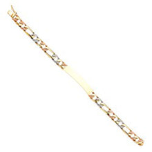 Load image into Gallery viewer, 14K Tri Color Gold Nugget Figaro ID Bracelet