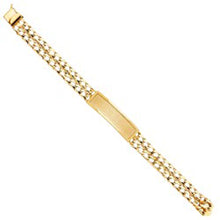 Load image into Gallery viewer, 14K Yellow Gold 2L Light Cuban Link ID Bracelet