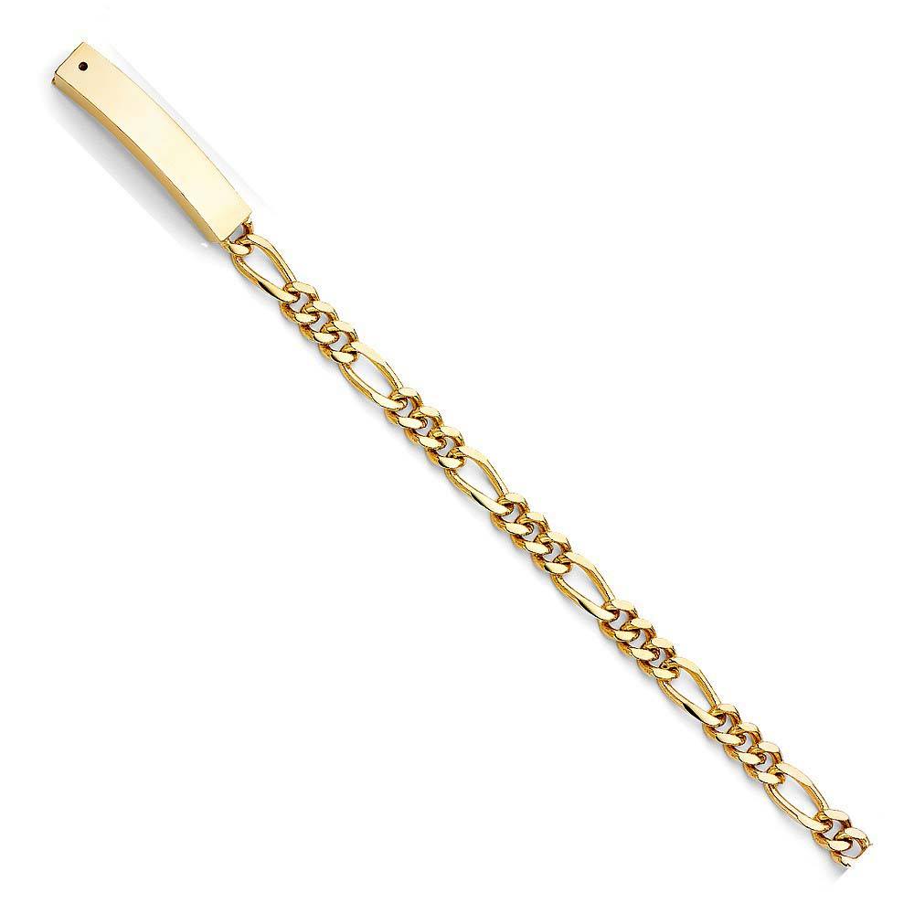 14K Yellow Gold Figaro Link MIL-ID Bracelet