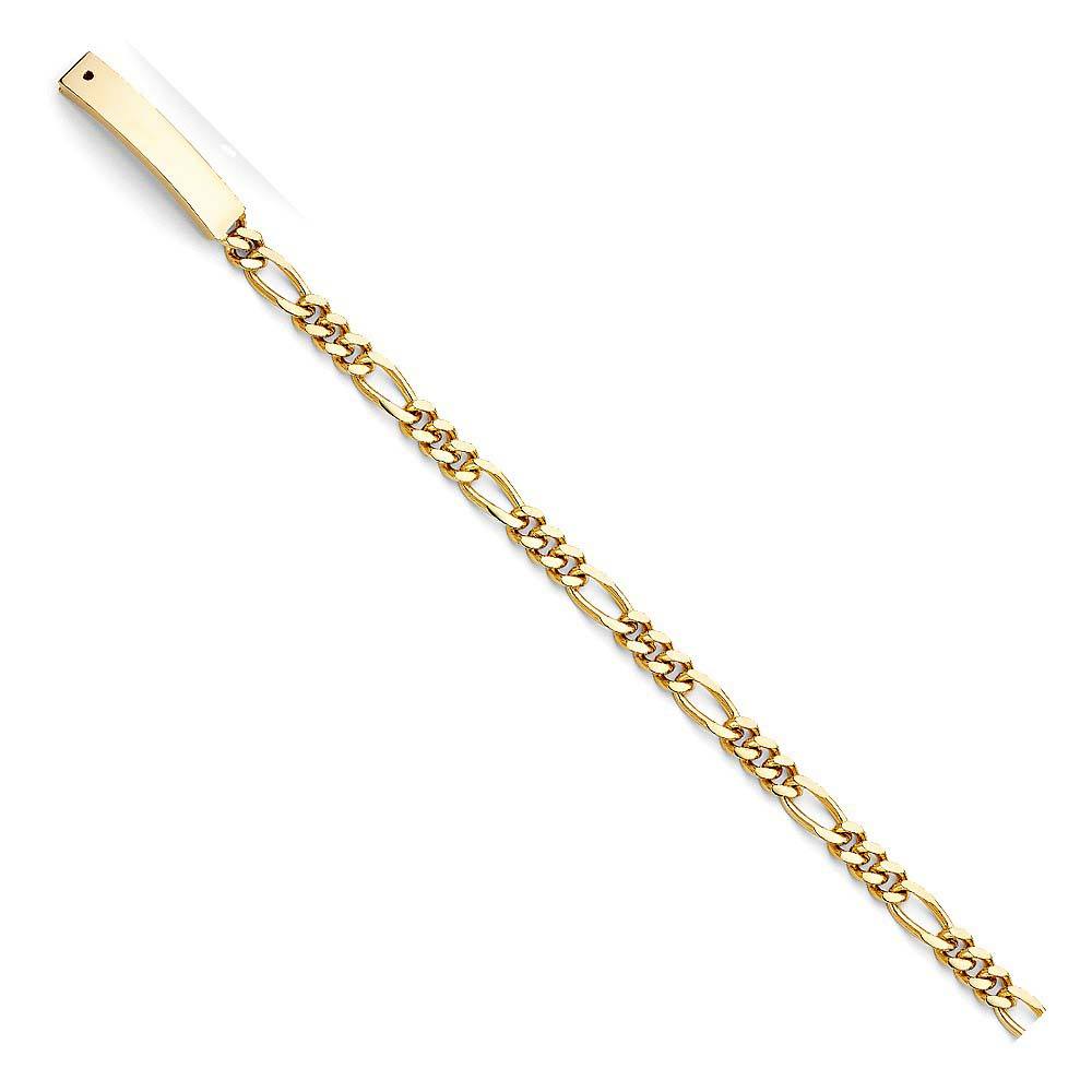 14K Yellow Gold Figaro Link MIL-ID Bracelet
