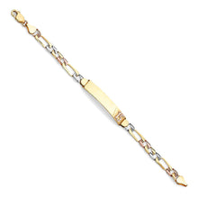 Load image into Gallery viewer, 14K Tricolor DC Figaro Link 15 Years ID Bracelet-7 inches